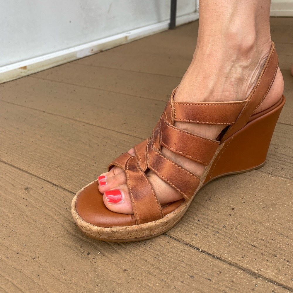 Nurture Rust-Brown Wedge Sandals - Picture 2 of 5